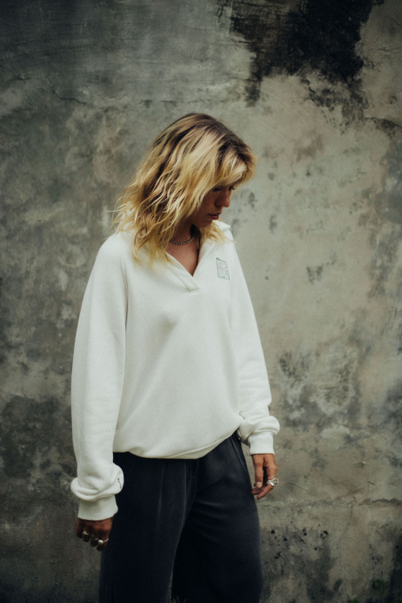 Surf Square Polo Sweat - Vintage White Surf Square Polo Sweat - Vintage White