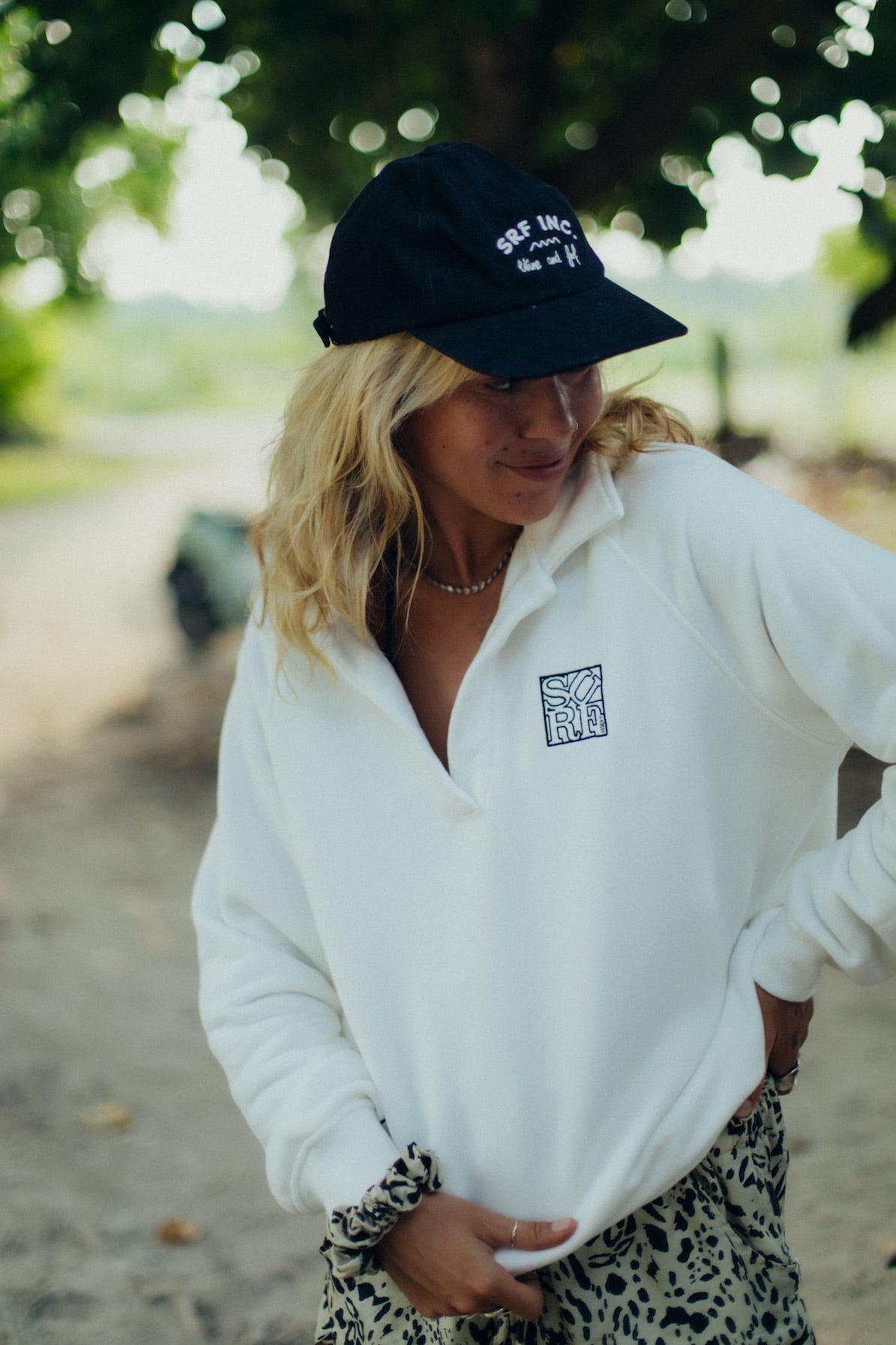 Surf Square Polo Sweat - Vintage White