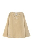 Sweatshirt mit V-Ausschnitt und Sherpa-Futter – Vintage White Sweatshirt mit V-Ausschnitt und Sherpa-Futter – Vintage White