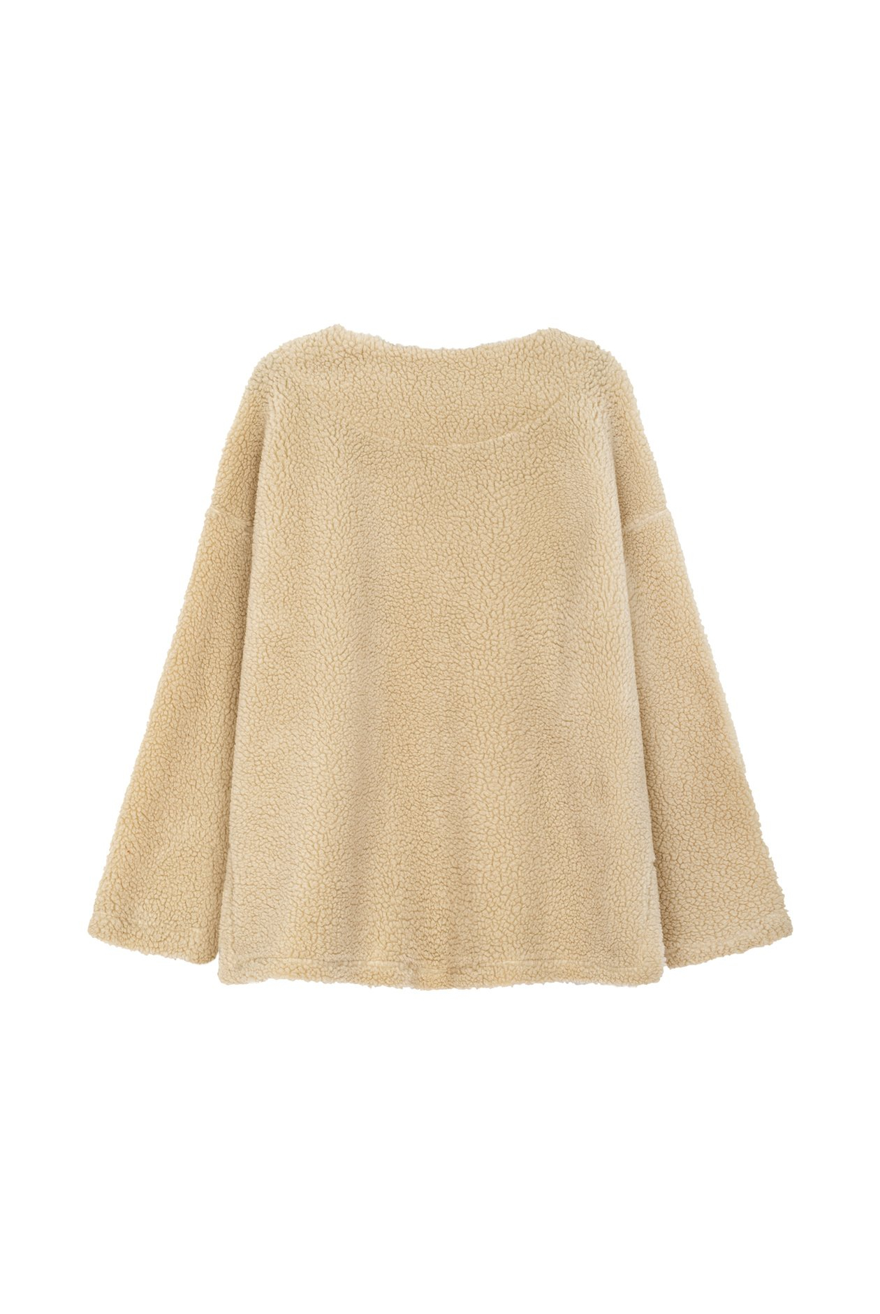 V Collar Sherpa Sweat - Vintage White