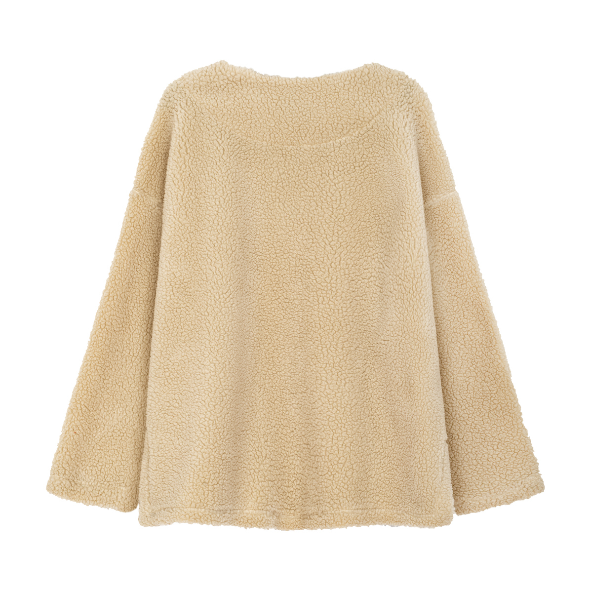 V Collar Sherpa Sweat - Vintage White