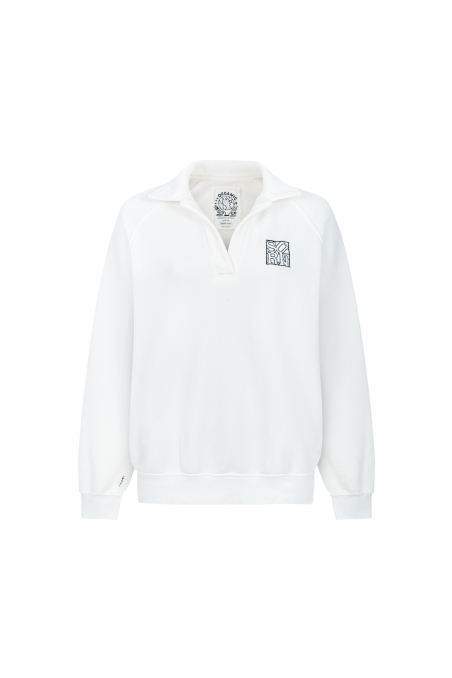 Surf Square Polo Sweat - Vintage White Surf Square Polo Sweat - Vintage White