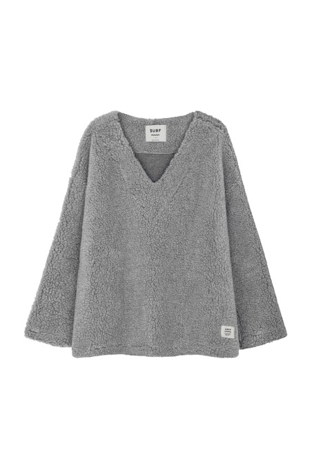 V-hals Sherpa-sweater - Grijs V-hals Sherpa-sweater - Grijs