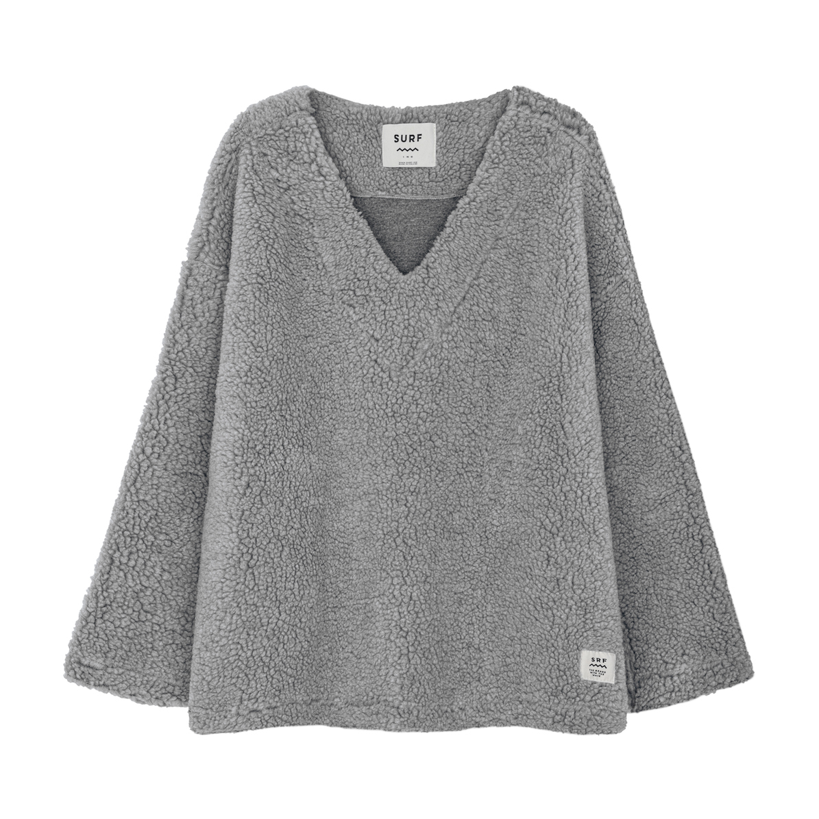 V Collar Sherpa Sweat - Grey