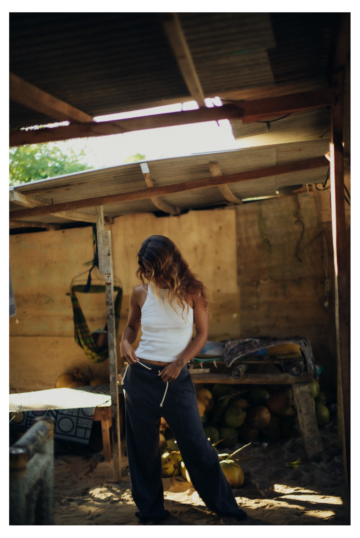 Front Hem Pants - Stone Grey