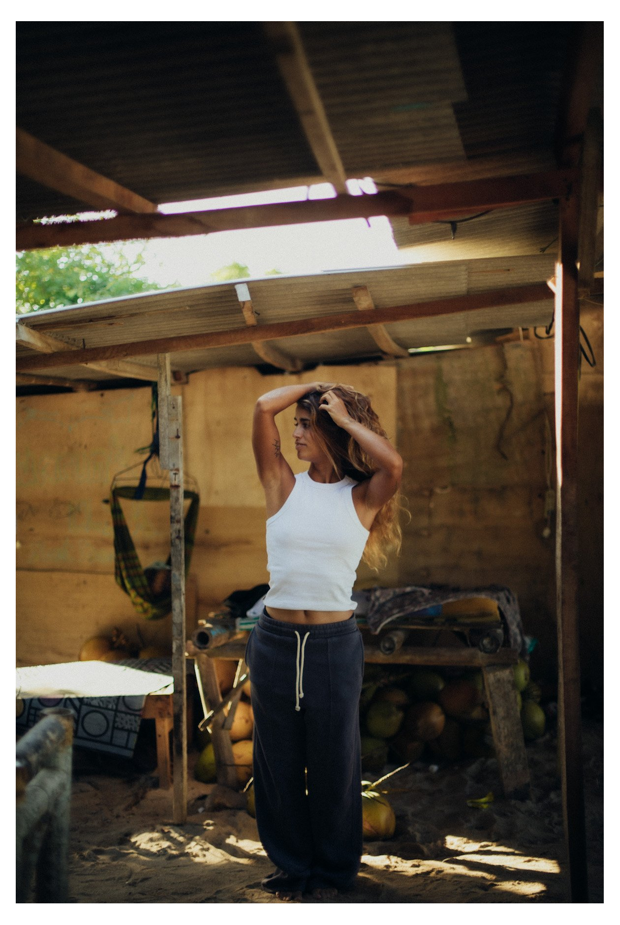 Front Hem Pants - Stone Grey