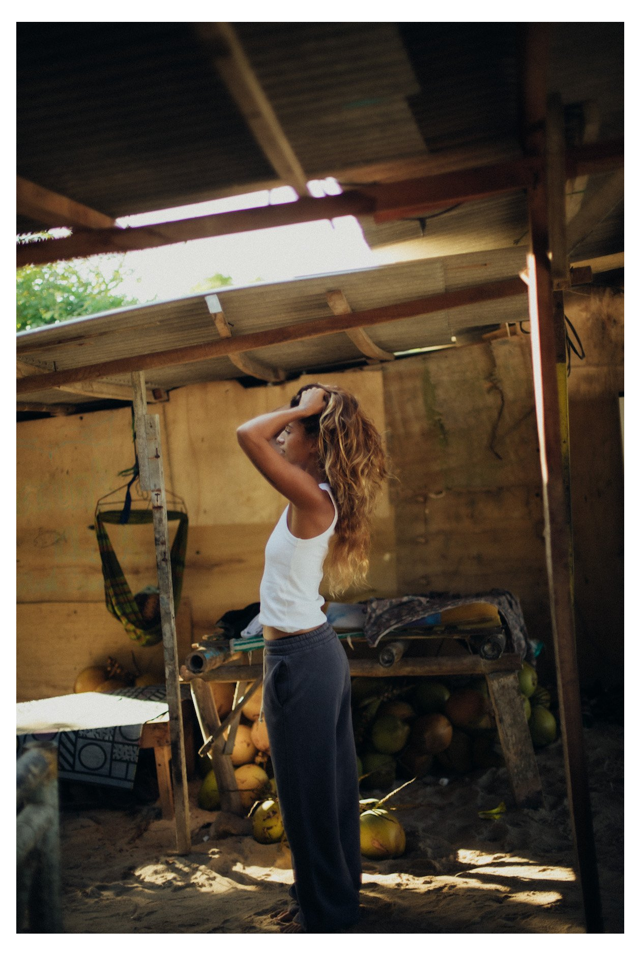 Front Hem Pants - Stone Grey