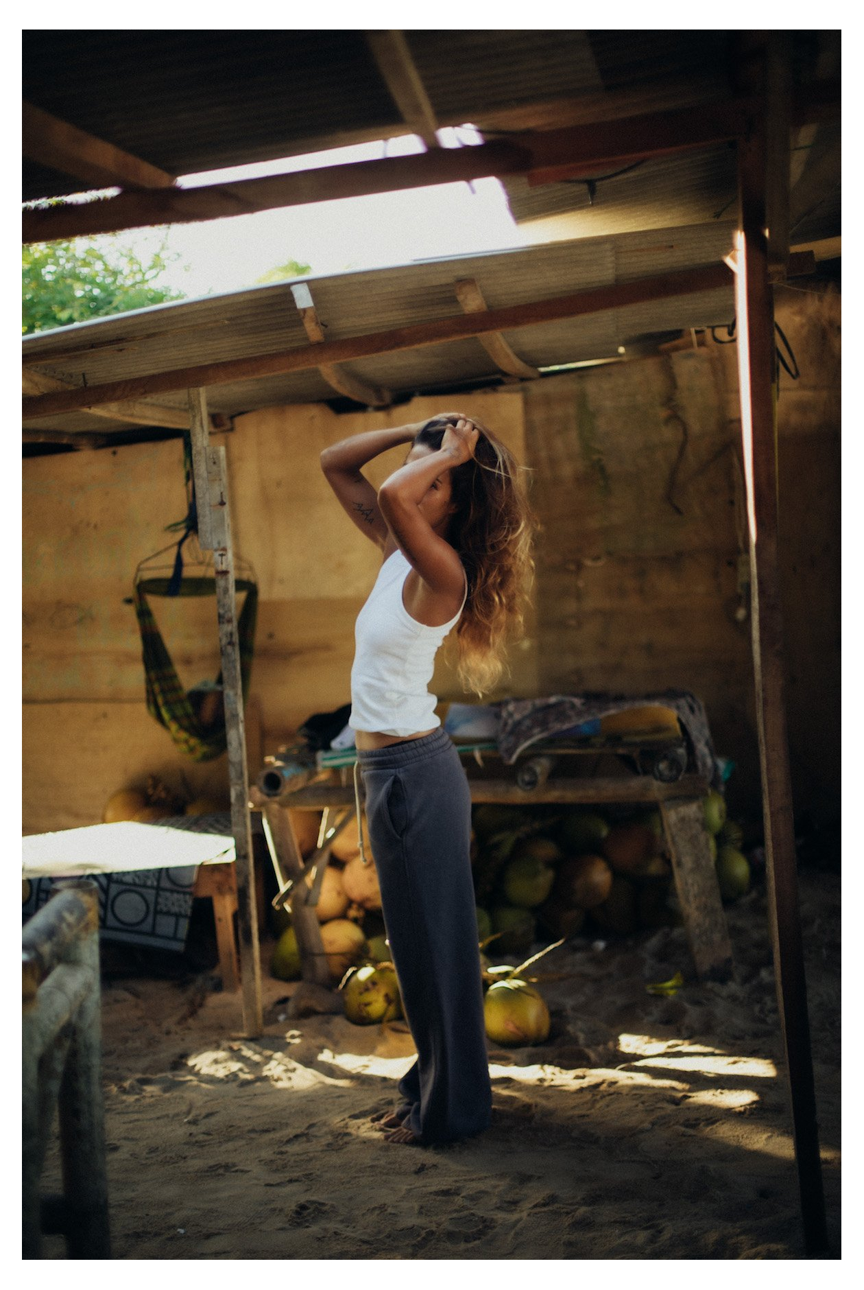 Front Hem Pants - Stone Grey