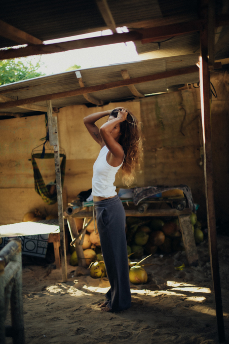 Front Hem Pants - Stone Grey Front Hem Pants - Stone Grey