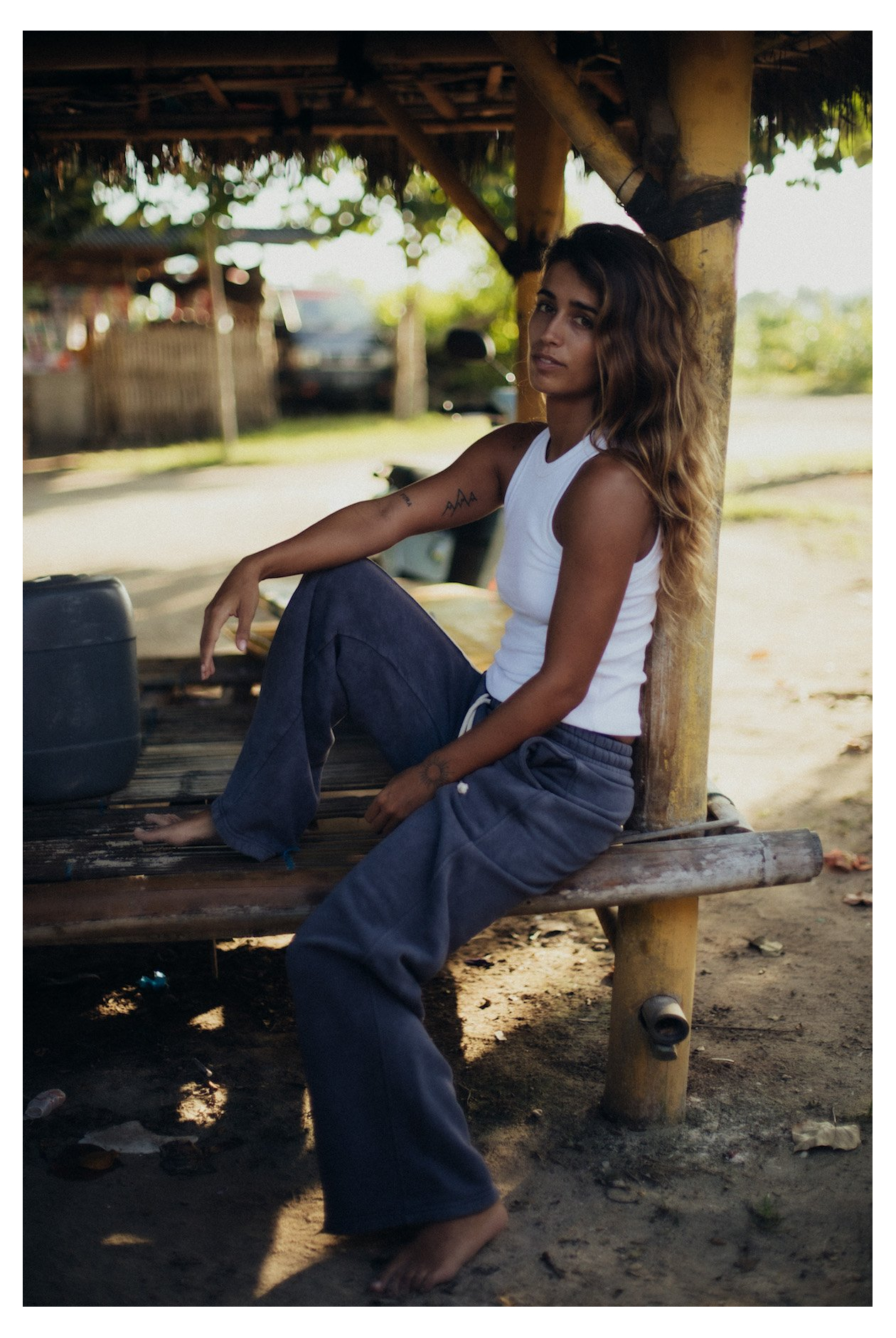 Front Hem Pants - Stone Grey