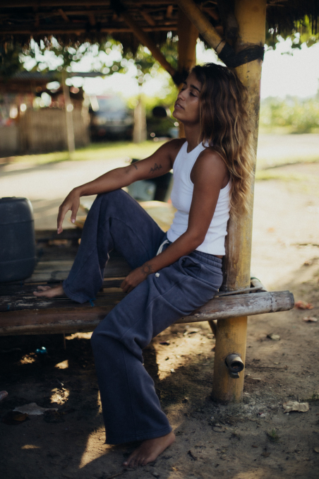 Front Hem Pants - Stone Grey Front Hem Pants - Stone Grey