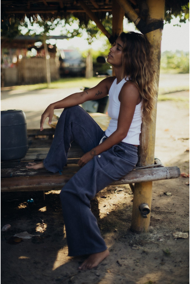 Front Hem Pants - Stone Grey Front Hem Pants - Stone Grey