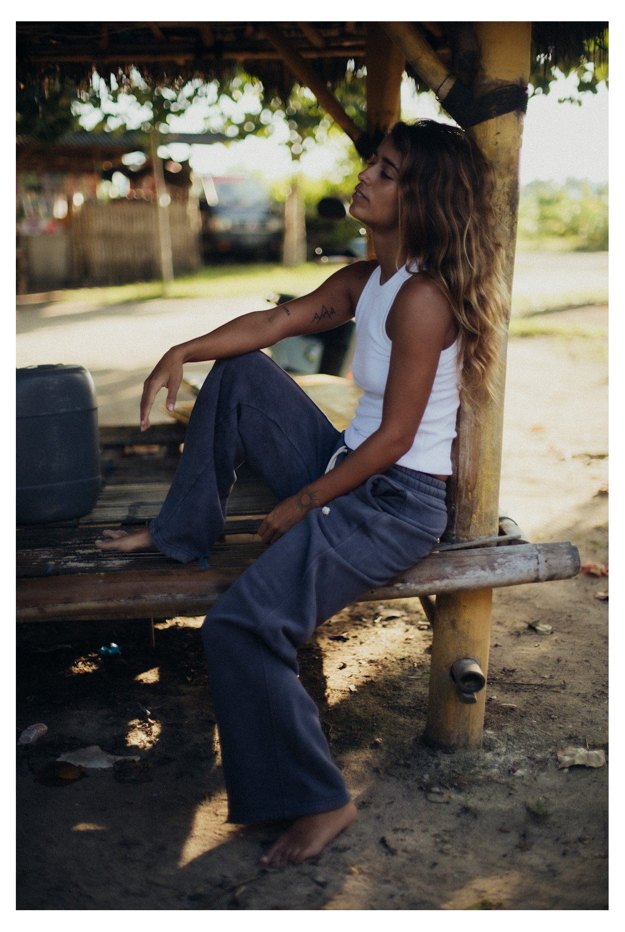 Front Hem Pants - Stone Grey