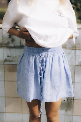 Nice Blue Linen Shorts