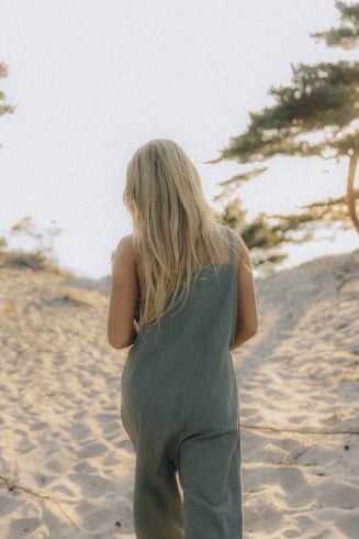 Linen Culotte Suit - Olive