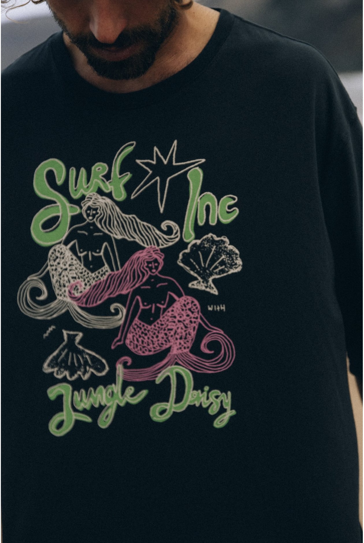 Mermaid Twins Tee - Acid Black | Surf Inc. Mermaid Twins Tee - Acid Black | Surf Inc.