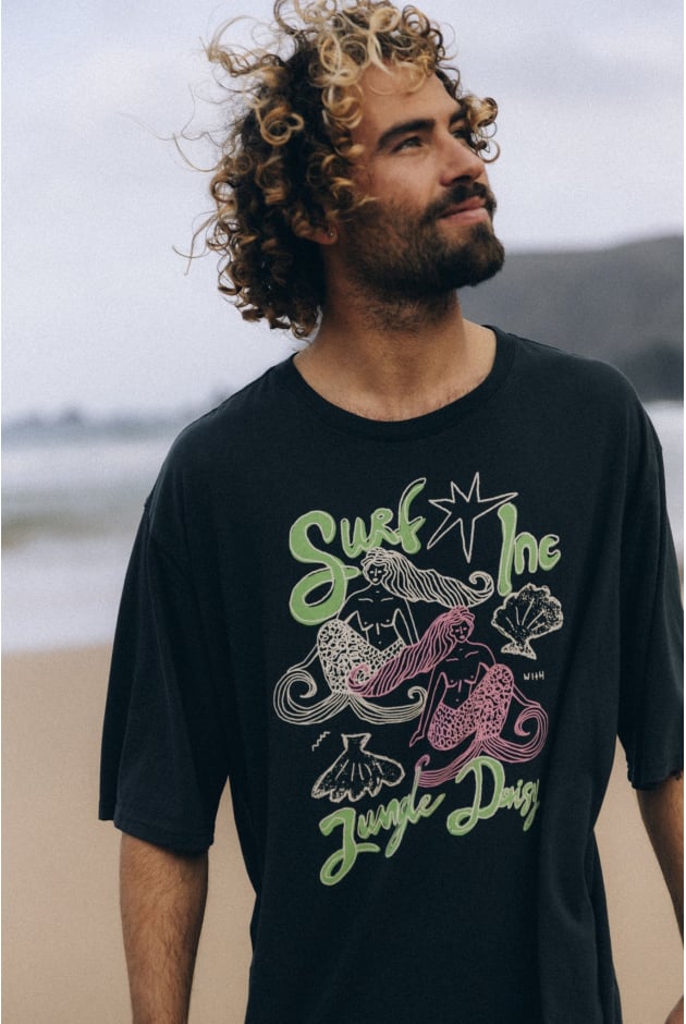 Mermaid Twins Tee - Acid Black | Surf Inc. Mermaid Twins Tee - Acid Black | Surf Inc.