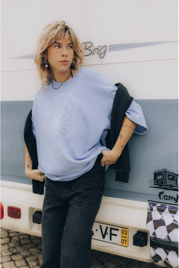 Mellow Angry Sun Tee - Denim Blue Mellow Angry Sun Tee - Denim Blue