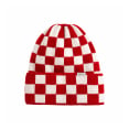 Checkered Folded Beanie - Formula Red & Vintage White