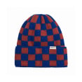 Checkered Folded Beanie - Cobalt Haze & Rusty - Beanie Mutsen